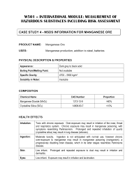 169.0 relative density (water = 1): Case Study 4 Msds Information For Manganese Ore