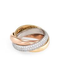 Cartier Classic Trinity Ring Diamond 18k Tri Gold Sz 51 Us 5 3 4 Estate Jewelry Classic Diamond Ring Trinity Ring Diamond Rings