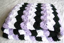 Black And White Baby Blanket Crochet Crochet Purple Baby Blanket White Black And Purple Afghan Crib Size Purple Baby Blanket Crochet Baby Baby Afghan Crochet