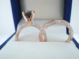 Black And Rose Gold Wedding Band Sets 14k Rose Gold Black Diamond Engagement Ring Wedding Band Sets Etsy Black Diamond Ring Engagement Black Diamond Rose Gold Engagement Ring Rose Gold Black Diamond