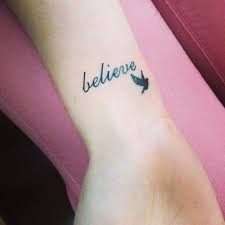 50 eye catching wrist tattoo ideas art and design believe in yourself tattoo unknown believe in yourself on the left wrist 101 best quote tattoo designs for boys and girls disney font believe in yourself with hand drawn relay ribbon top 100 cutest wrist tattoo designs you have to see wrist tattoo warnings. Believe Believe Tattoos Believe Wrist Tattoo Wrist Tattoos Girls