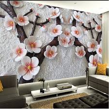 Custom Wallpaper 3d Painting Anaglyph Flash Silver Wallpaper For Living Room Tv Background Embossed Plum Wall M Custom Wall Murals Photo Mural Wall Wall Murals