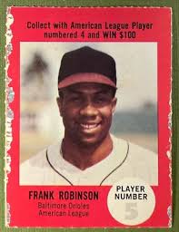 1968 FRANK ROBINSON ATLANTIC OIL #5 CONTEST CARD BALTIMORE ORIOLES