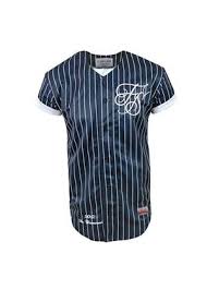 Black And White Pinstripe Baseball Jersey Siksilk Navy Baseball Jersey Sik Silk Street Wear Urban Clothes