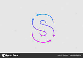 alphabet letter s logo design with colors pink and blue