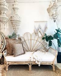 Petal Flower Headboard Rattan King Natural Rattan Furniture Living Room Balinese Decor Furniture