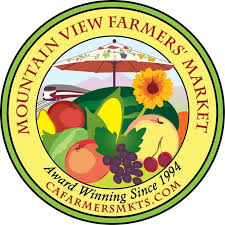 Mountain View Farmer's Market Logo with fruits and umbrella
