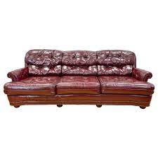 The most common colors of leather furniture pieces include black, espresso and burgundy. Chesterfield Burgundy Leather Sofa With Brass Nailheads For Sale At 1stdibs