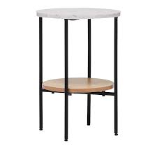 Think outside the square box and check out our unique assortment of round nightstands (and yes, many round nightstands do include storage drawers.) Home Republic Milan White Marble Oak 2 Tier Side Table Furniture Adairs