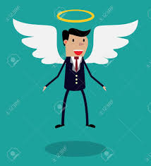 Cartoon Man Character In Business Suit With Wings And Halo Flying In The Air Metaphor For Business Angel Or Angel In Cartoon Man Business Angels Man Character