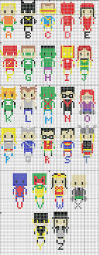 Stitch this alphabet with the floss color of your choice. Geekie Crafts Superhero Alphabet Cross Stitch Cross Stitch Cross Stitch Letters Cross Stitch Alphabet
