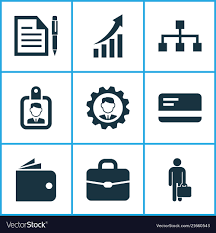 Trade Icons Set With Growing Chart Identification