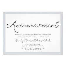 Minimal Wedding Postponement Invitation Zazzle Com Minimal Wedding Wedding Announcement Cards 1920s Art Deco Wedding