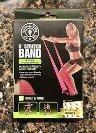 Golds Gym 6 Stretch Band Pink Light Resistance With Exercise Chart New Ebay