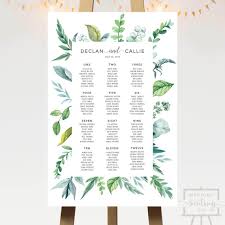 Botanical Leaves Wedding Seating Chart