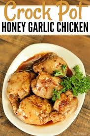 Place the chicken, liquid, and veggies in the crock pot. Crock Pot Honey Garlic Chicken Thighs Slow Cooker Honey Garlic Chicken