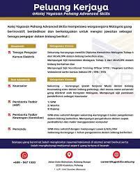 *ingin dapatkan maklumat jawatan kosong terus di telefon bimbit anda boleh join channel telegram senarai jawatan kosong terkini. Peluang Kerjaya Kolej Yayasan Pahang Advanced Skills Facebook