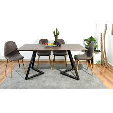 Shop our best selection of gray kitchen & dining room table sets to reflect your style and inspire your home. Modern Industrial Wood And Metal Pedestal Dining Room Table 63 L Walmart Com Walmart Com