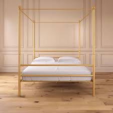 Refresh your teen's bedroom with this stylish canopy bed frame. Mainstays Metal Canopy Bed Gold Metal Queen Walmart Com Metal Canopy Bed Canopy Bed Frame Canopy Bedroom