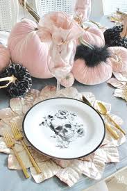 Blush Pink Black Halloween Table Kitchen Living Room Elegant Halloween Decor Pink Halloween Halloween Table