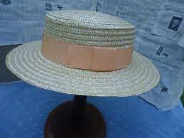 Vintage French Traditional Straw Or Sennit Boater Style Hat In French Vintage Vintage Etsy Vintage