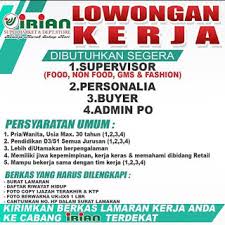 Lowongan Kerja Medan Januari 2021 Di Irian Supermarket And Department Store Lowongan Kerja Medan Terbaru Tahun 2021