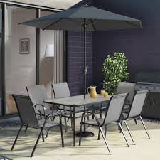 A good range of garden furniture set specifically for garden dining. 6 Seater Outdoor Dining Set With Parasol Grey And Black Furniture123