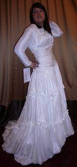 Long Sleeved Bridal Gown Wedding Dress In Silk Shantung Www Partysuppliesnow Com Au Modest Bridal Gowns Horrible Wedding Dress Modest Wedding Dresses