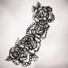 Black And White Heart And Rose Tattoo Designs Tattoo Design Roses Pearls And Diamonds Tattoo Designs Diamond Tattoos Tattoos