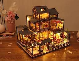 Diy Japanese Style Villa Wooden Miniature Doll House Kit Etsy Wooden Dollhouse Kits Diy Dollhouse Dollhouse Kits
