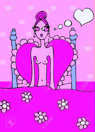 Cartoon Nackte Frau In Einem Schlechten Träumen über Comic-illustration  Liebe, Mädchen Silhouette Karte Lizenzfreie Fotos, Bilder Und Stock  Fotografie. Image 56341156.