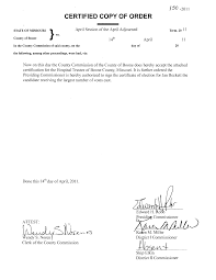 Boone County Commission Orders April 14, 2011 Orders 150 through 156-2011