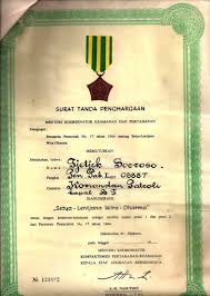 Maybe you would like to learn more about one of these? Satya Lencana Wira Dharma Penghargaan Bagi Prajurit Satya Lencana