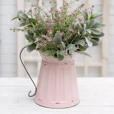 Pink Enamel Style Pitcher Farmhouse Wares Vintage Farmhouse Style French Country Decorating Country Farmhouse Decor