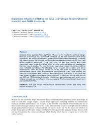 Pdf Significant Influence Of Rating The Spur Gear Design