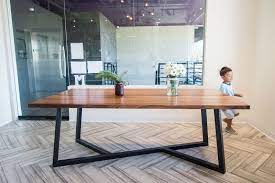 Small size does not take up too much space in your room and maximum use of space is improved. Monkeypod Dining Table With An Interesting Metal Base Metal Dining Room Table Dining Room Table Legs Metal Leg Dining Table