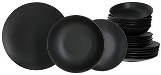 Mambocat Lampart Nero 18 Tlg Teller Set I Geschirr Set Schwarz Fur 6 Personen Im Modernen Ethno Stil I Steingut Telle Steingut Teller Teller Set Geschirrset