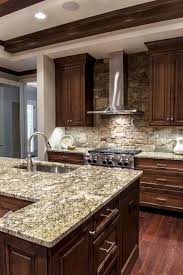 Dark Wood Kitchen Cabinets Granite Countertops Kitchen Brown Kitchen Cabinets Ki In 2020 Dark Wood Kitchen Cabinets Granite Countertops Kitchen Rustic Kitchen