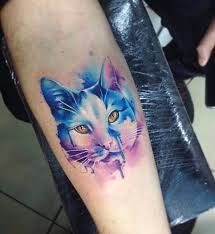 Watercolor cat tattoo will fade away very easily but they will look great for the time being. 100 Examples Of Cute Cat Tattoo Cuded Watercolor Cat Tattoo Cute Cat Tattoo Cat Tattoo Small