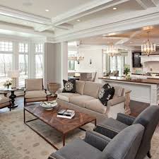 The furniture was pulled away from the walls and floats in the room on the same angle as the fireplace. Room With 45 Degree Angled Wall Design Ideas Pictures Remodel And De Living Room And Kitchen Design Home Design Living Room Open Concept Kitchen Living Room