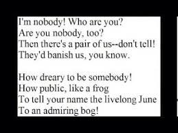 I Am Nobody Who Are You By Emily Dickinson Simple Poems You Poem Poems