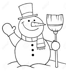 Schwarzweiss Malvorlagen Umriss Eines Schneemann Mit Einem Besen Lizenzfrei Nutzbare Vektorgrafiken Clip Arts Illustrationen Image 16386813