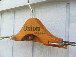 Vintage 1930s Folding Coat Hanger Union 30s 40s Wooden Clothes Hanger Travel Accessory Hanging Wood Metal Clothing Hook Coat Hanger Hanger Clothes Hanger