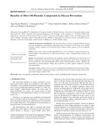 Pdf Benefits Of Olive Oil Phenolic Compounds In Disease Prevention