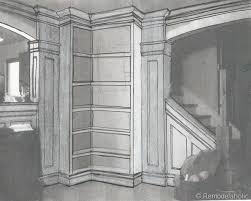 And here is the plan with all the dimensions for our corner. Build Your Own Corner Bookshelves