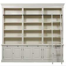 French Provincial Classic 6 Door Bookcase With Ladder Bookcase French Doors Interior Bookcase Ladder