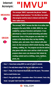 Imvu Meaning What Does Imvu Mean And Stand For 7 E S L Imvu Meant To Be Learn English Vocabulary