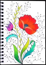 Art Journal Red Flower Drawing Art Journal Pages Flower Drawing Art Journal