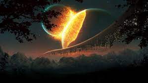 Fantasy Nature Moon Mountains Sun Fantasy Space Meeting Moon And Sun Cool Backgrounds Wallpaper Space Outer Space Wallpaper