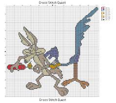 Counted cross stitch pattern in pdf for instant download. Free Looney Tunes Cross Stitch Pattern Wile E Coyote And Road Runner Cross Stitch Quest